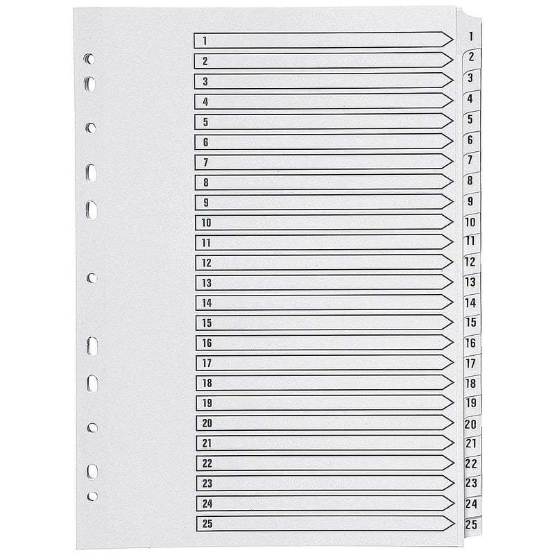 Q-Connect 1-25 Index Multi-Punched Reinforced Board Clear Tab A4 White (Pack of 4) 1 - 25 Tabs