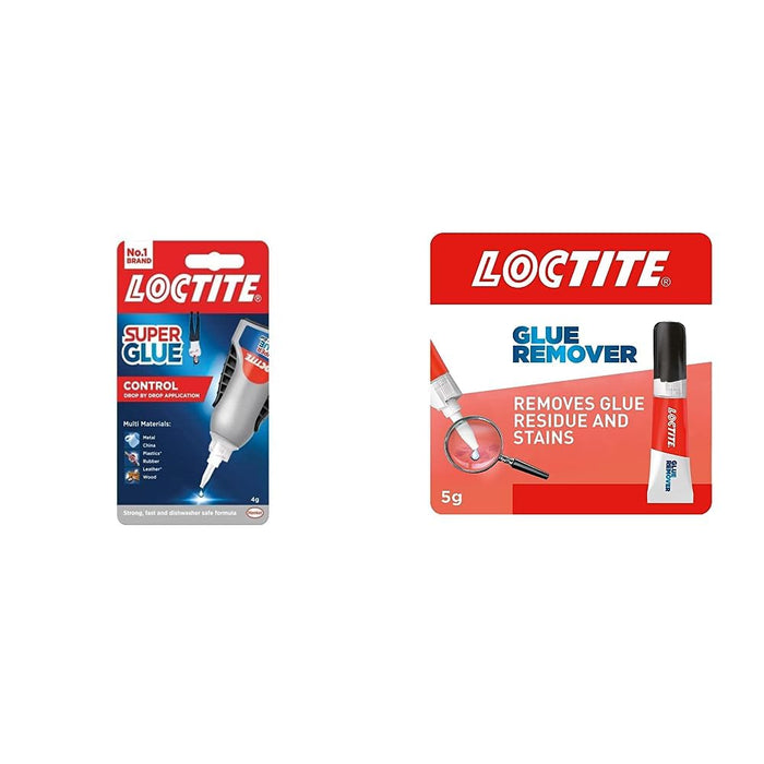 Loctite Super Glue Control All Purpose Liquid Adhesive, 4g, Loctite Glue Remover for Correcting Badly Bonded Items, 1 x 5g
