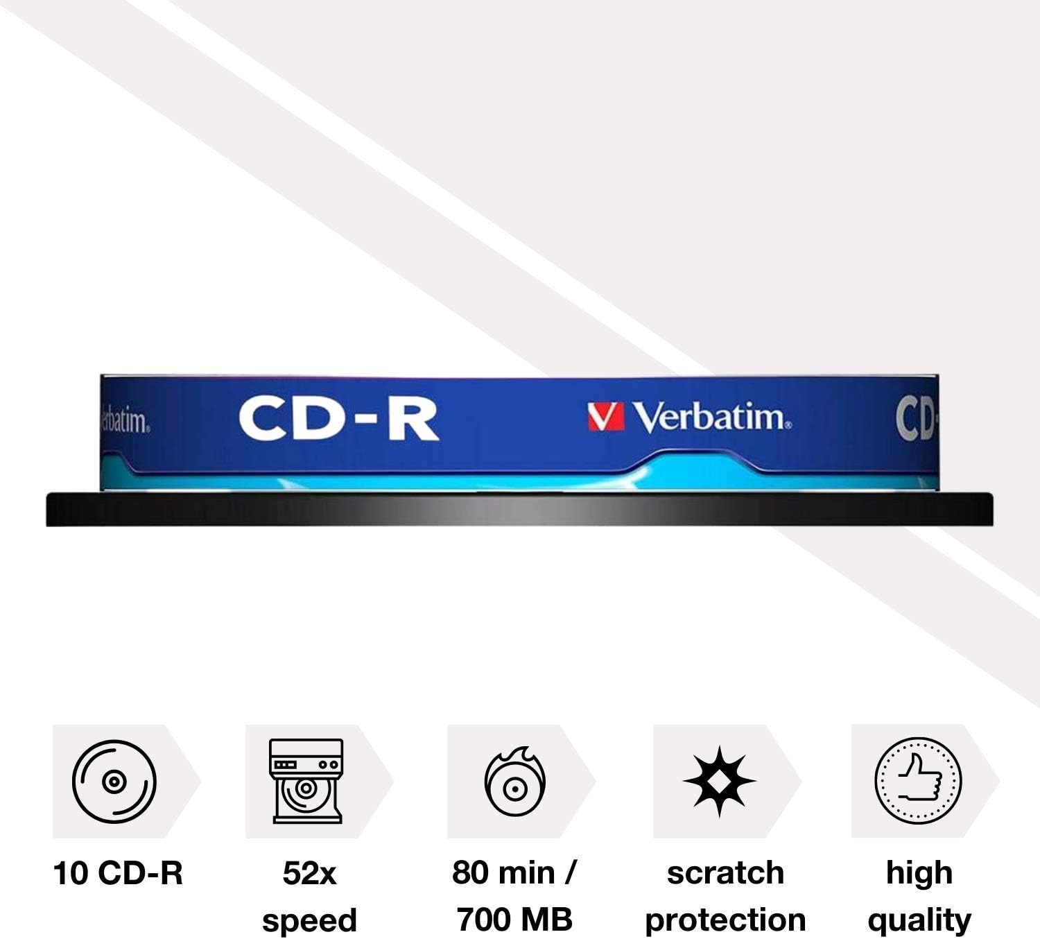 Verbatim CD-R Extra Protection, CD-Rohlinge mit 700 MB Datenspeicher, ideal für Foto- und Video-Aufnahmen, kompatibel mit jedem konventionellen CD-Laufwerk, 10er Pack Spindel