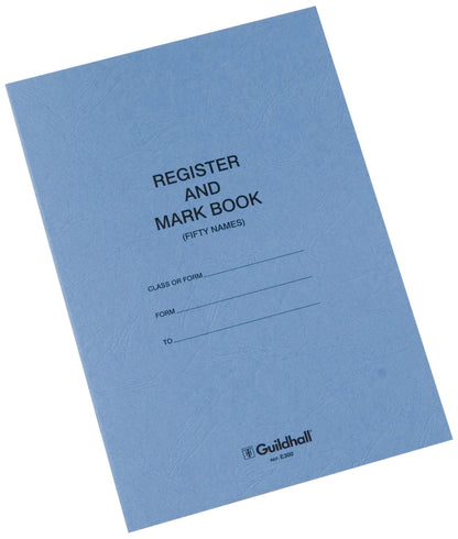 Exacompta - Ref E300Z - Guildhall Register & Mark Book (48 Pages) - 298 x 202mm in Size, 50 Entries Per Page, Manilla Cover, White Woven Paper - Blue Cover