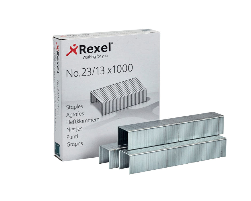 Rexel No.23/13 mm Heavy Duty Staples, For Stapling up to 90 Sheets, Use with Heavy Duty Staplers, Box of 1000, 2101053