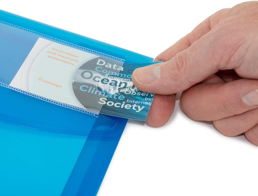 Rapesco 0700 ID Popper Wallet, A4+, Bright Transparent Colours, Pack of 5