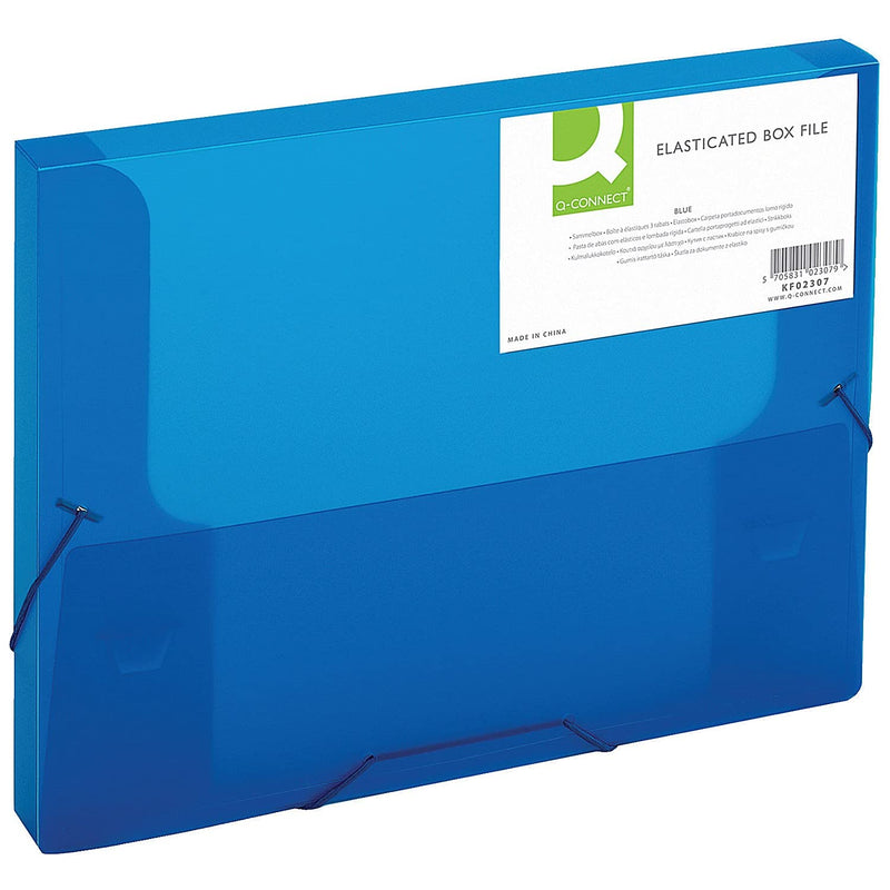 Q-Connect Elasticated Box File - Blue Single