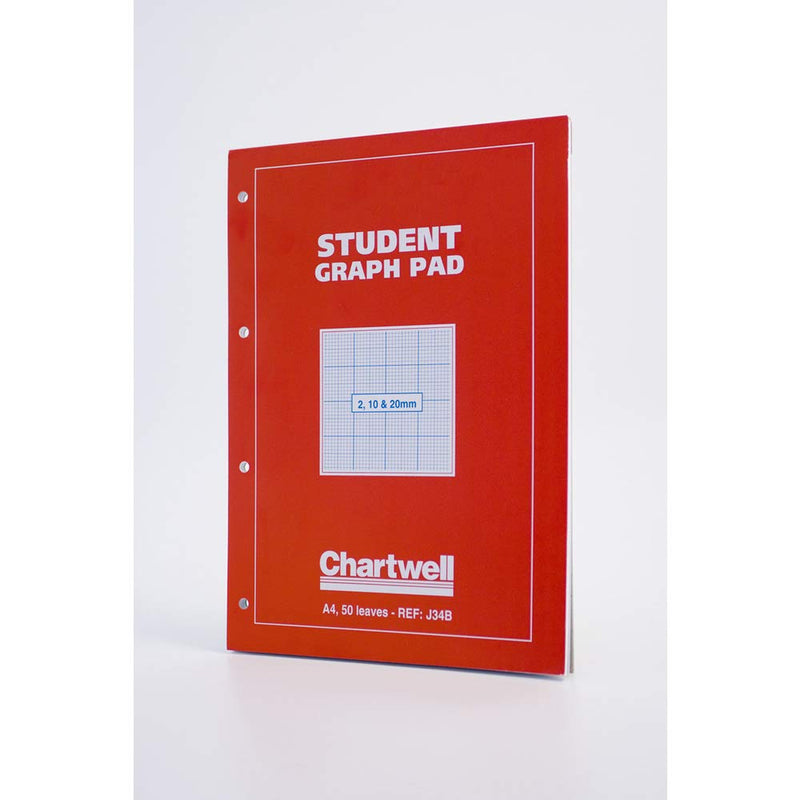 Clairefontaine - Ref J34BZ - Chartwell Graph Pad (Contains 50 Sheets) - A4 (210 x 297mm) Sized, 2, 10 & 20mm Square Rulings, 70gsm Punched Paper, FSC-Certified