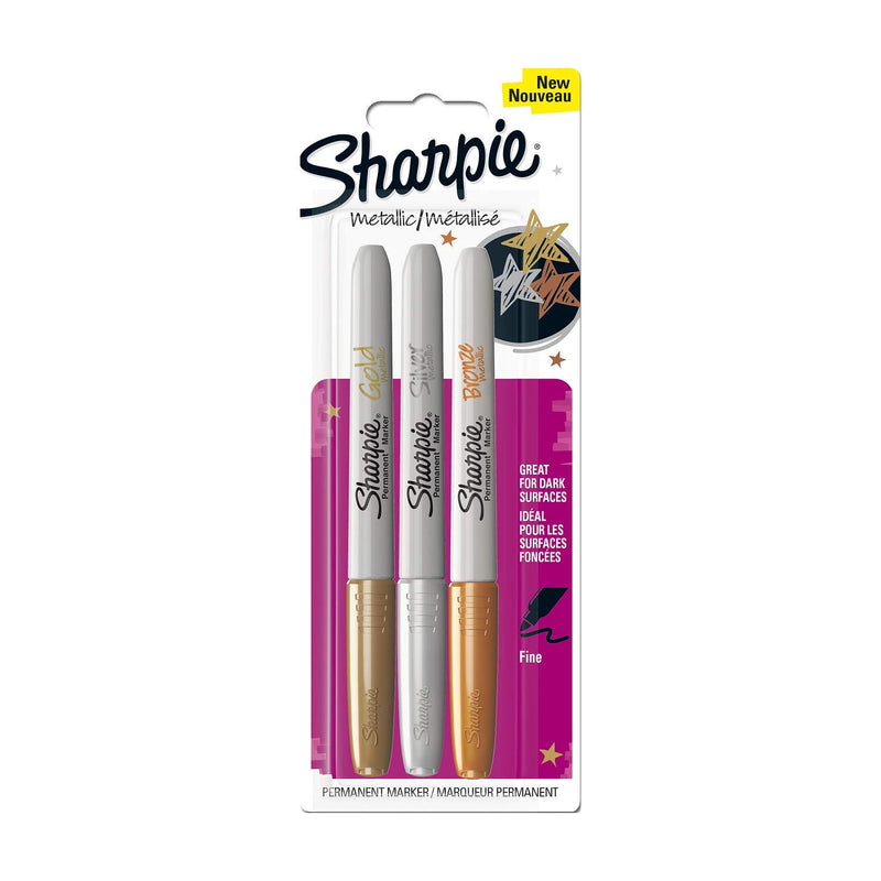 Sharpie Fine Metallic Permanent Marker - Gold/Silver/Bronze (Pack of 3