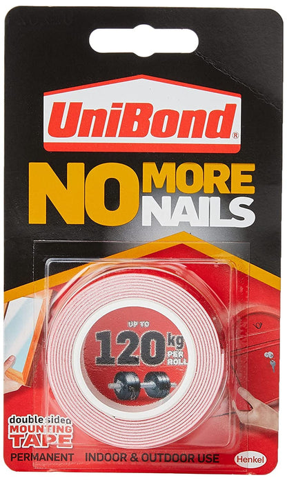 Unibond No More Nails Ultra Strong Double Sided Mounting Tape Permanent 19mm x 1.5m (Roll) - 2675760