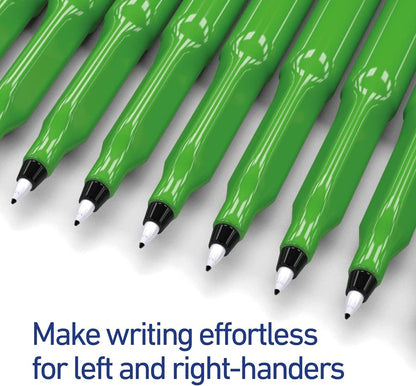Swash THW12BK Komfigrip Handwriting Pens, Triangular Grip Handwriting Pen For Added Control, Premium Manuscript, Washable Ink Hand Writing Pens, Vibrant & Durable Fibre Tip - Black 12PK