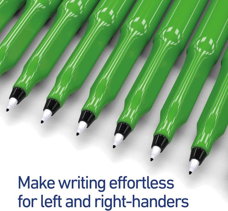 Swash THW12BK Komfigrip Handwriting Pens, Triangular Grip Handwriting Pen For Added Control, Premium Manuscript, Washable Ink Hand Writing Pens, Vibrant & Durable Fibre Tip - Black 12PK