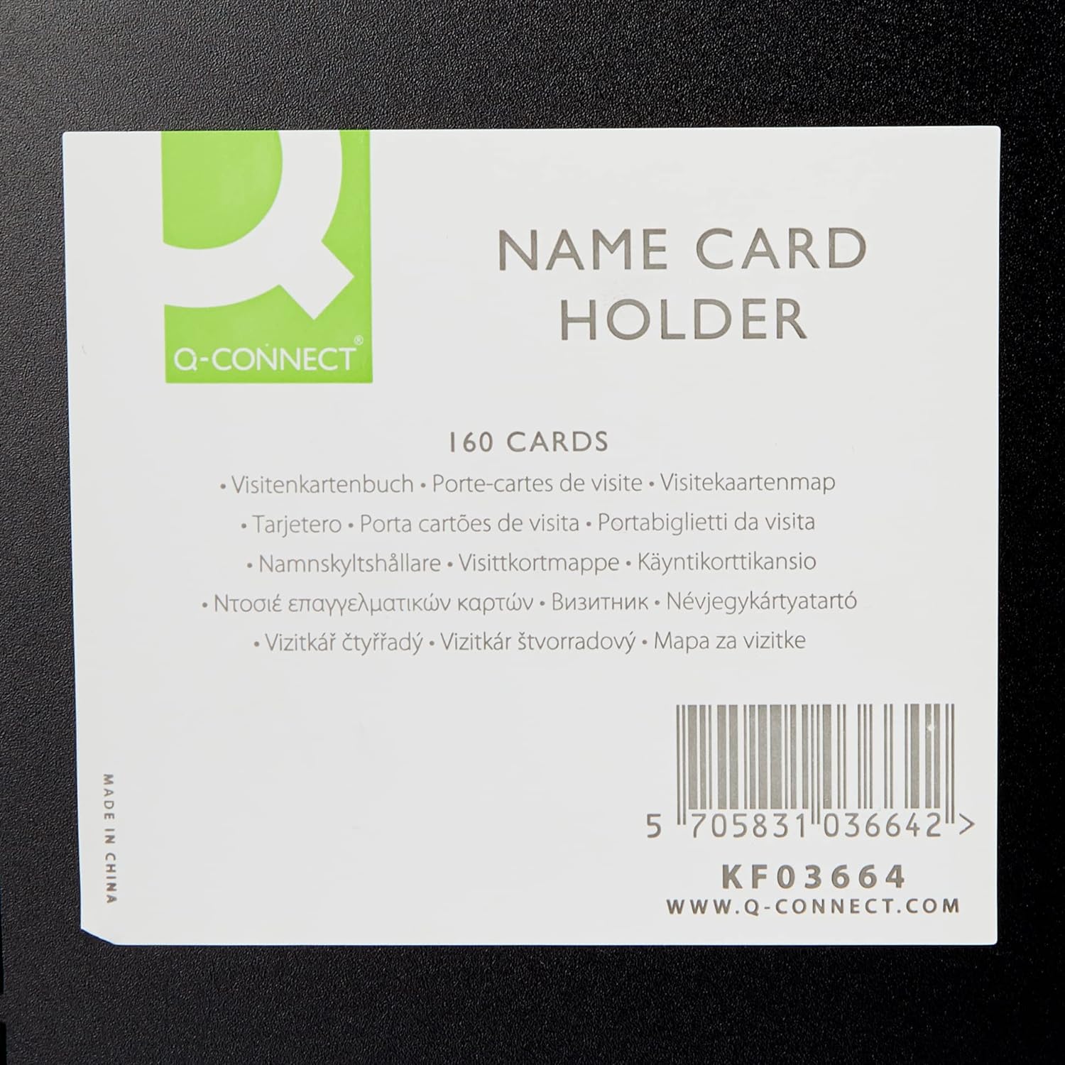 Q-Connect Polypropylene Name Business Card Holder 160 Card Black