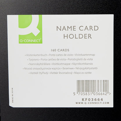 Q-Connect Polypropylene Name Business Card Holder 160 Card Black