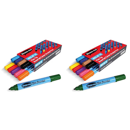 Show Me Whiteboard Pens, Marker Pens For Whiteboard, Long-Lasting Whiteboard Markers With Easy-Fit Lids, Comfortable & Safe Dry Wipe Markers With Anti-Splay Nibs - Fine, 10PK (Pack of 2)