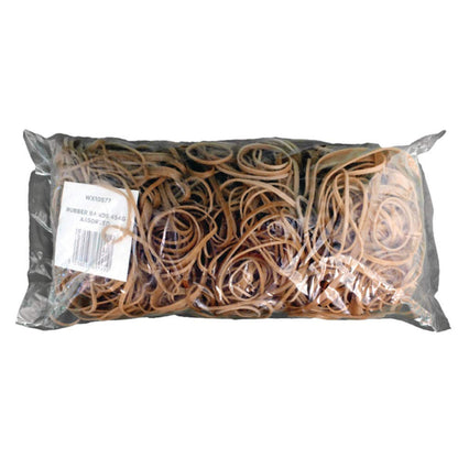 White Box Rubber 454G Bands - Assorted sizes,brown