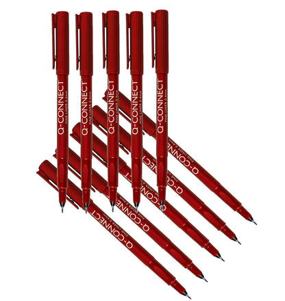 Q-Connect Fineliner Pen 0.4mm Red (Pack of 10