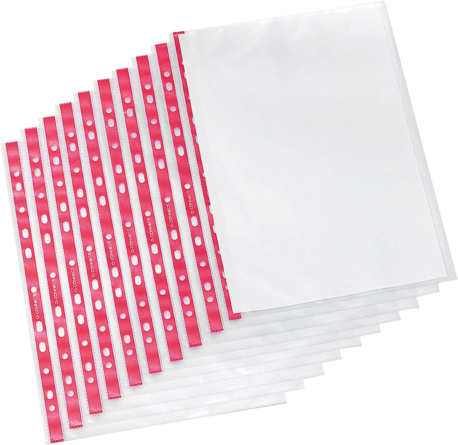Q-Connect Punched Pocket A4 Deluxe Side-Opening Orange Peel Strip (Pack of 25