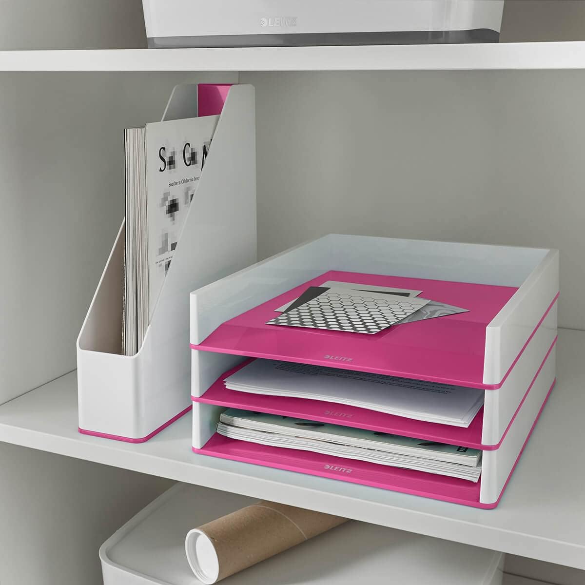 Leitz 53611023, Briefkorb Duo Colour, Wow, Weiß / Pink, 1 Stück