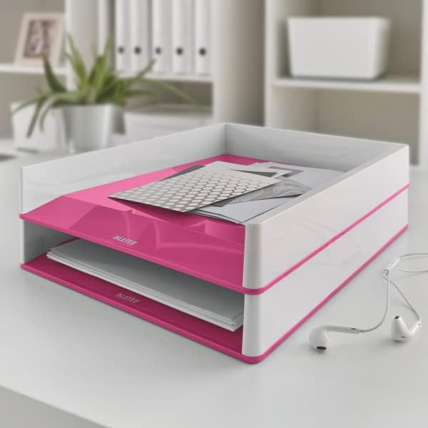 Leitz 53611023, Briefkorb Duo Colour, Wow, Weiß / Pink, 1 Stück
