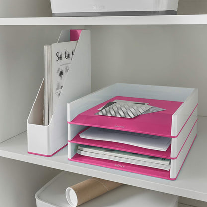 Leitz 53611023, Briefkorb Duo Colour, Wow, Weiß / Pink, 1 Stück