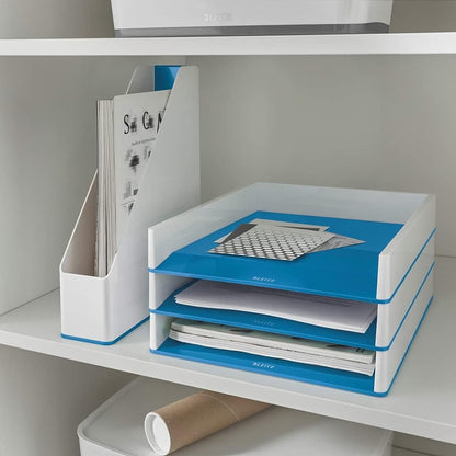 Leitz A4 Letter Tray, White/Metallic Blue, WOW Range, 53611036