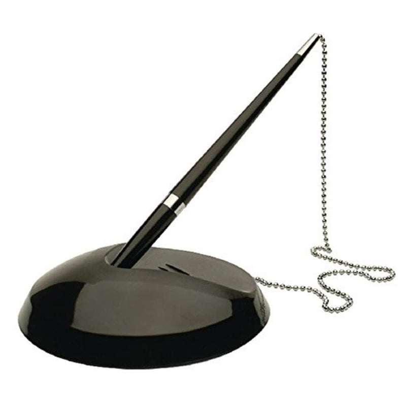 Q-Connect KF00233 Reception Pen with Chain and Base,Blue,Black 1 count