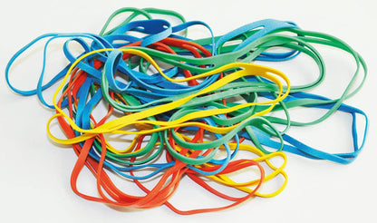 Q-Connect X-Band Rubber Bands 100 x 11 mm Assorted Colours 100 g KF14679