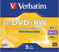 Verbatim 43229 DVD+RW 4x Disc in Non Print Jewel Case (Pack of 5