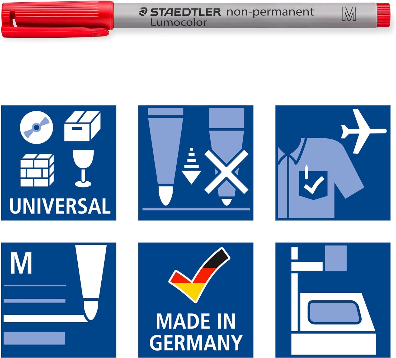STAEDTLER 315 WP8 Lumocolor Non-Permanent Pen, Medium Line Width, 1.0mm - Assorted Colours (Pack of 8