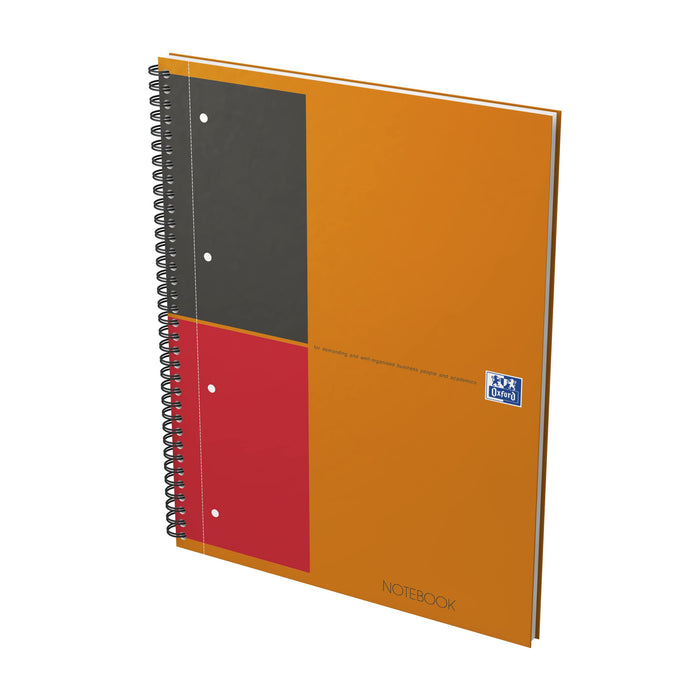 Oxford International A4+ Narrow Ruled Wirebound Classic Notebook, A4, lined,Orange/Black/Red (Pack of 2