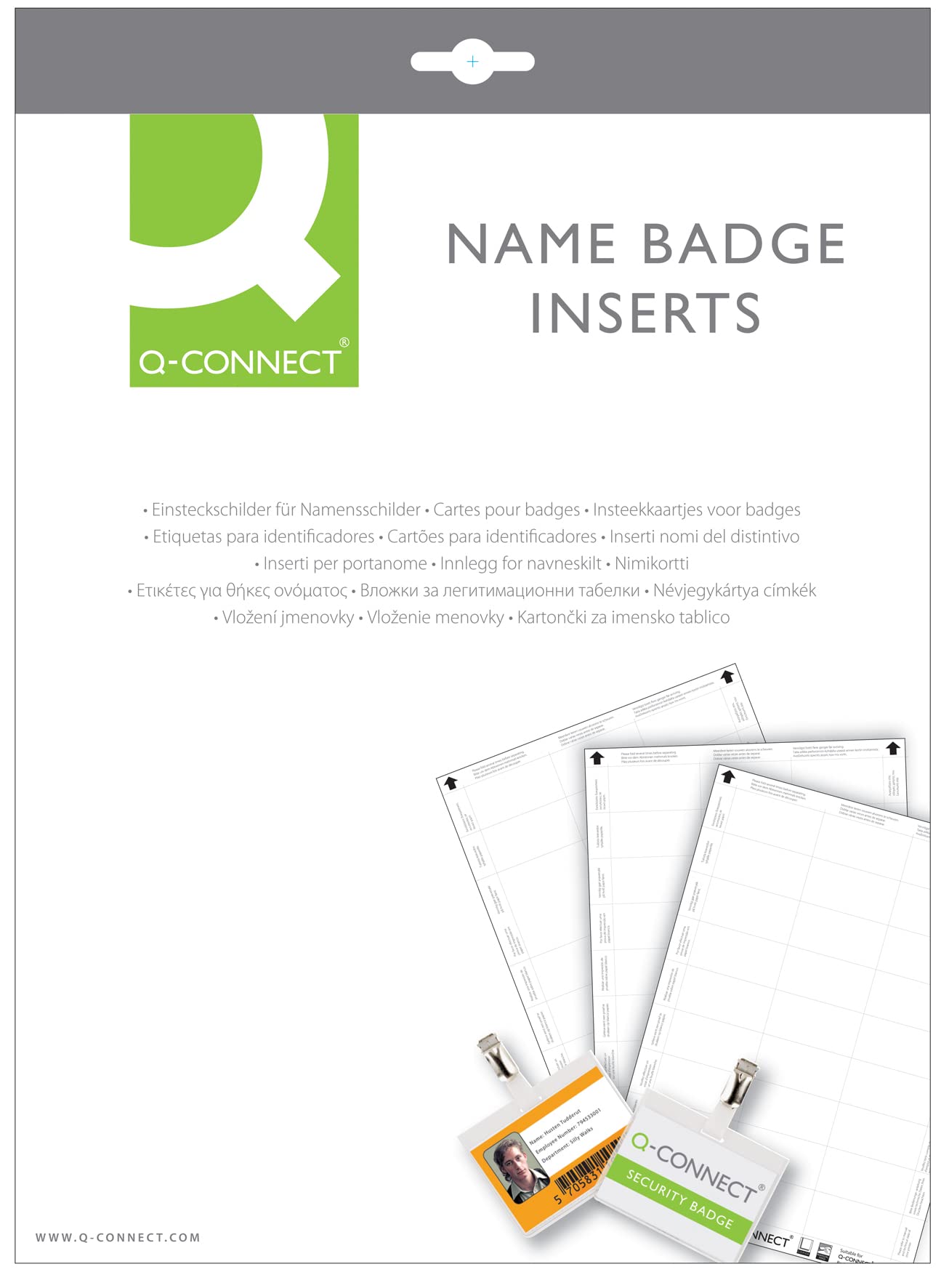 Q-Connect Name Badge Inserts 54x90mm 10 Per Sheet (Pack of 25