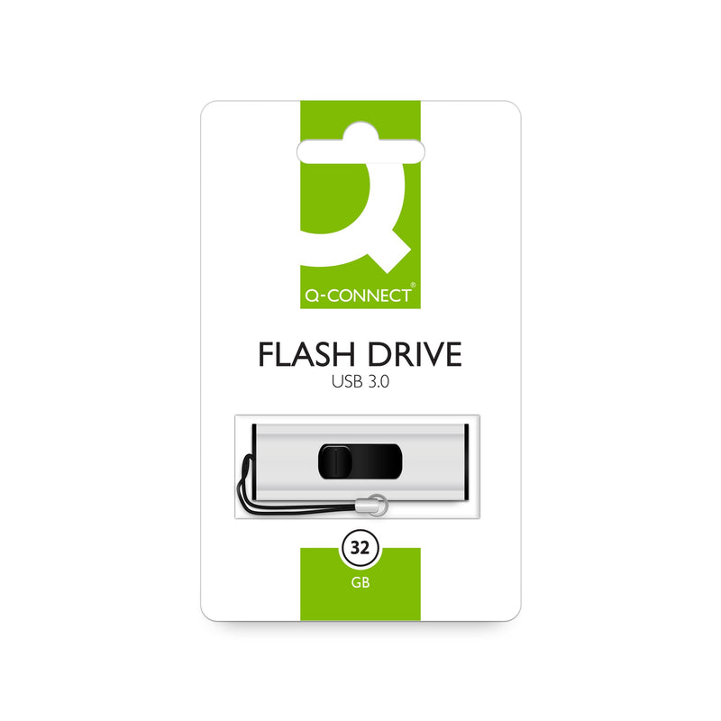 Q-Connect USB 3.0 Slider 32GB Flash Drive Silver/Black