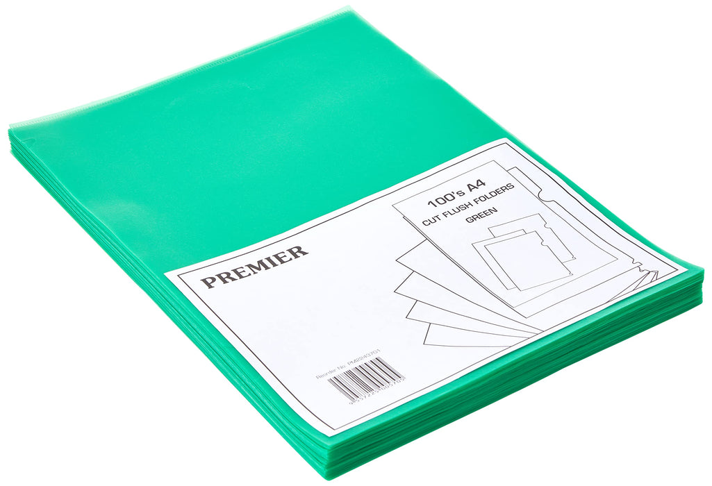 Whitebox A4 Cut Flush Folder - Green (Pack of 100)