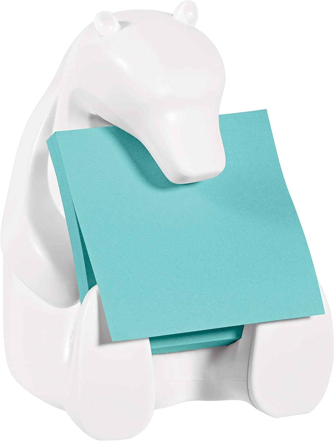 Post it Notes Super Sticky Notes Dispenser, Polar Bear Design+Post-it R3306MIA 76 x 76 mm Super Sticky Z-Note - Aqua Wave/Neon Green/Neon Pink