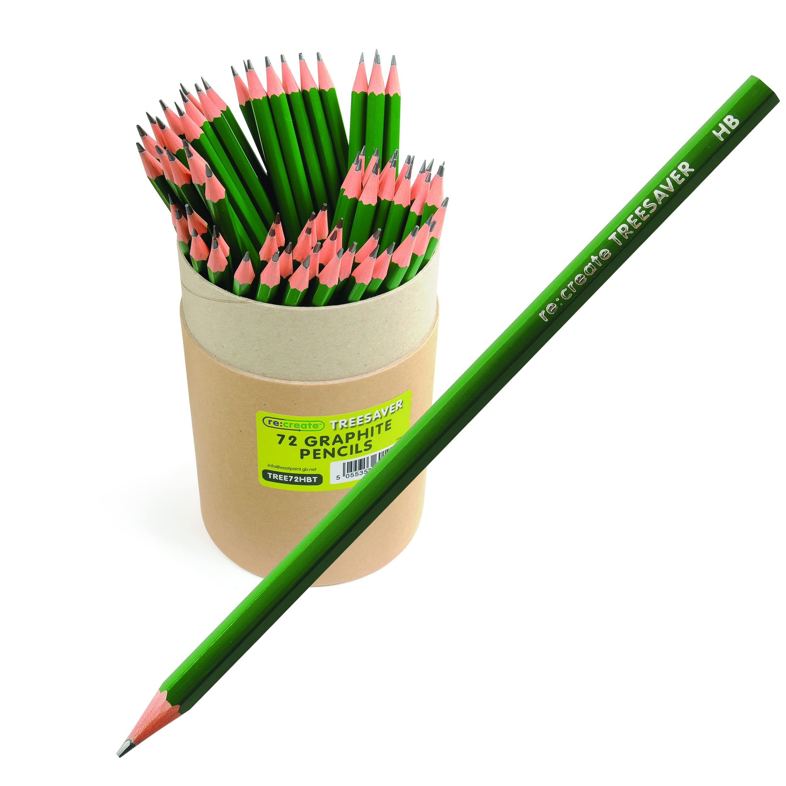 Re:Create Treesaver HB Pencils, Eco-Friendly School Stationary, Durable Pencils For School Stationary Sets, Tough & Splinter-Proof, Pre-Sharpened HB Pencil Set - 72PK