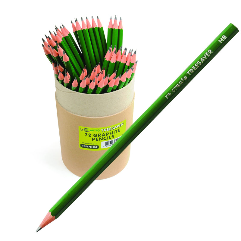 Re:Create Treesaver HB Pencils, Eco-Friendly School Stationary, Durable Pencils For School Stationary Sets, Tough & Splinter-Proof, Pre-Sharpened HB Pencil Set - 72PK