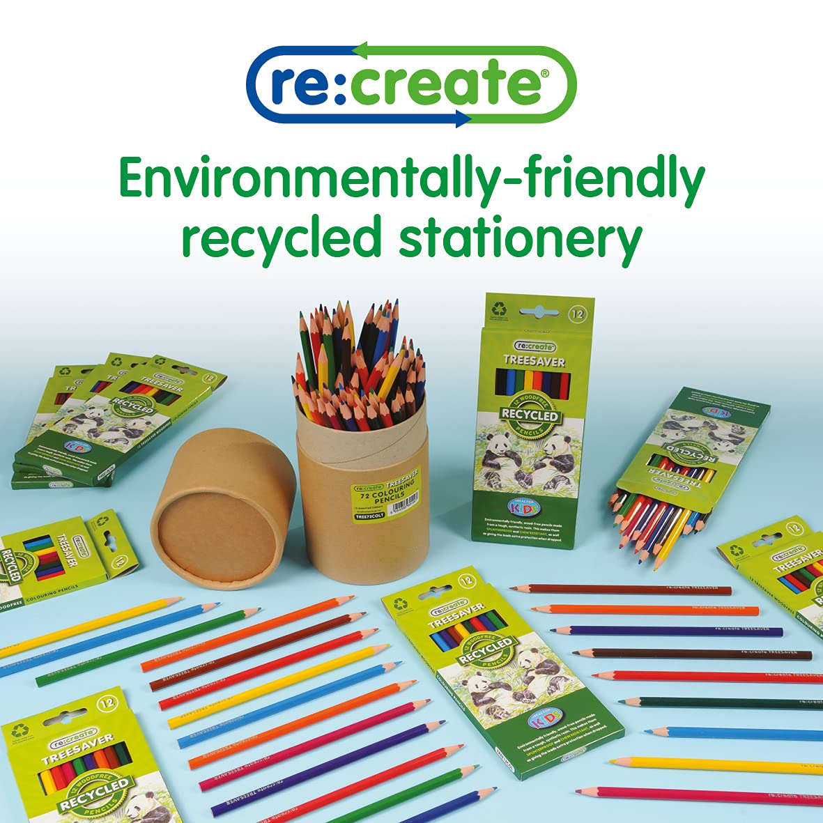 Re:Create Treesaver HB Pencils, Eco-Friendly School Stationary, Durable Pencils For School Stationary Sets, Tough & Splinter-Proof, Pre-Sharpened HB Pencil Set - 72PK
