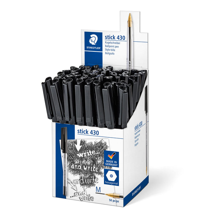STAEDTLER Stick 430 M-9CP5 Ballpoint Pen Medium - Black (Box of 50