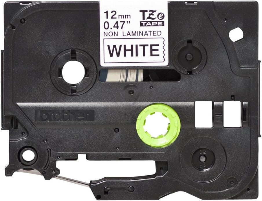 Brother TZe-N231 Labelling Tape Cassette, Black on White, 12mm (W) x 8M (L), Non-Laminated, Brother Genuine Supplies TZEN231