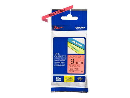 Brother TZe-421 - Standard adhesive - black on red - Roll (0.9 cm x 8 m) 1 cassette(s) laminated tape - for Brother PT-D210, D600, H110, P-Touch PT-1005, 1880, E800, H110, P-Touch Cube Plus PT-P710
