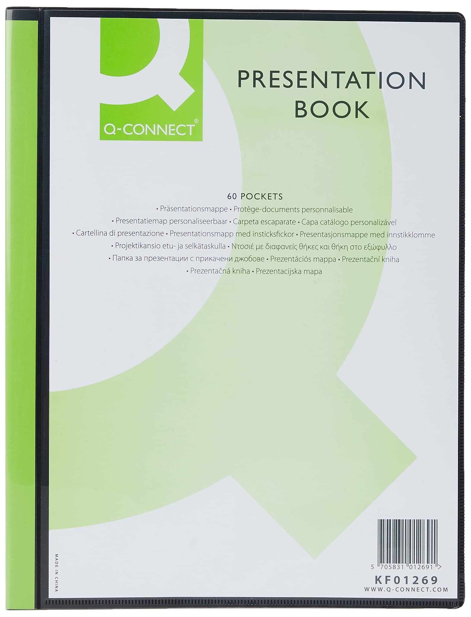 Q-Connect KF01269 60-Pocket Presentation Book - Black