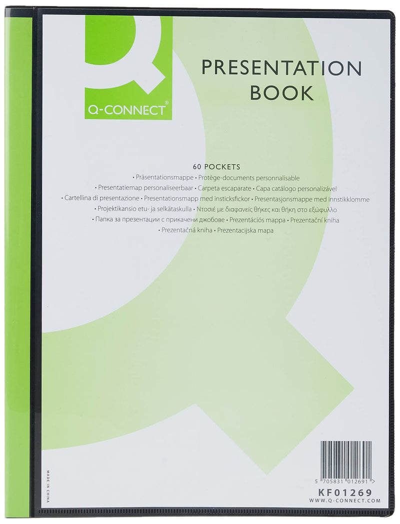 Q-Connect KF01269 60-Pocket Presentation Book - Black