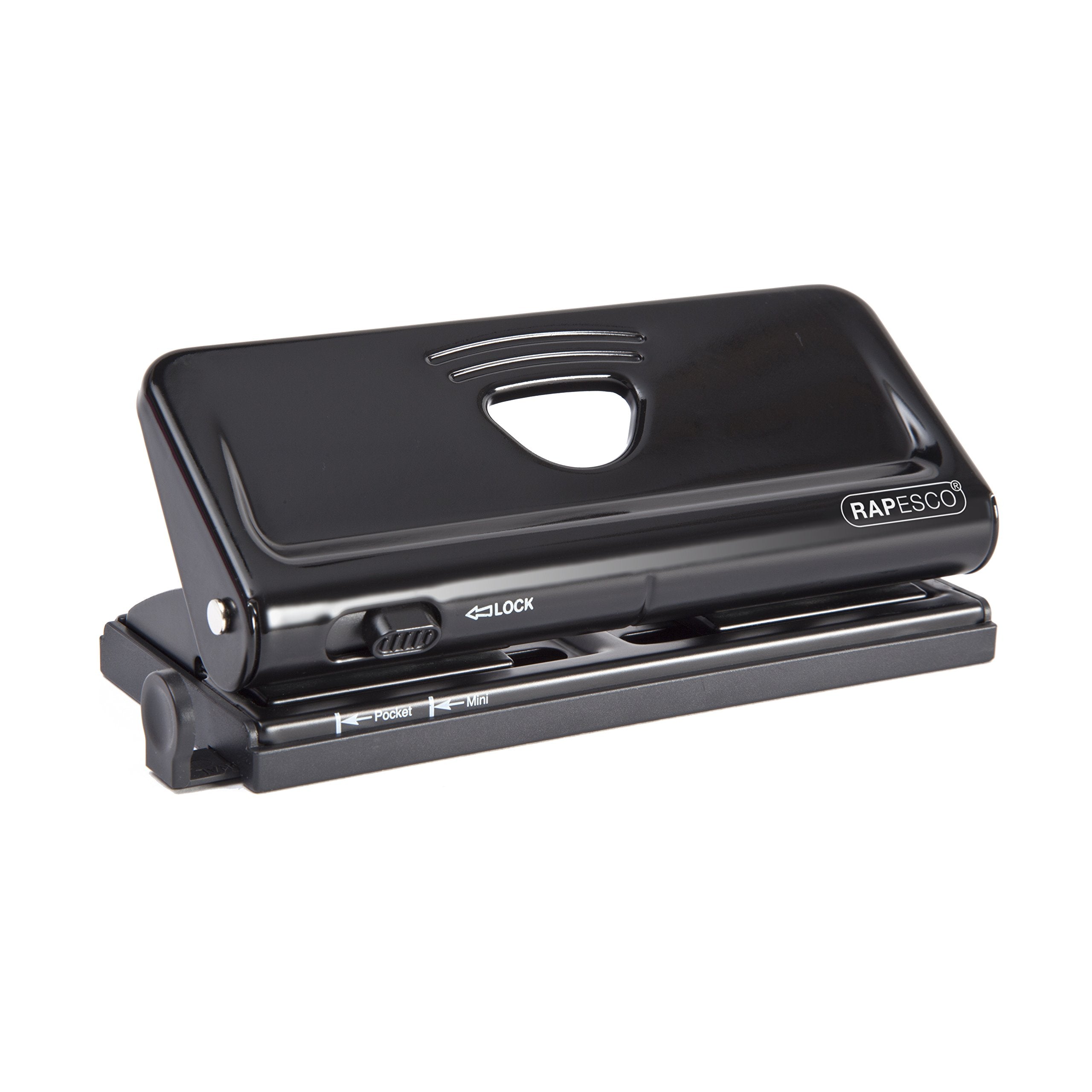 Rapesco 1342 Adjustable 6-Hole Organiser/Diary Punch, 10 Sheet Capacity, Black Black Single