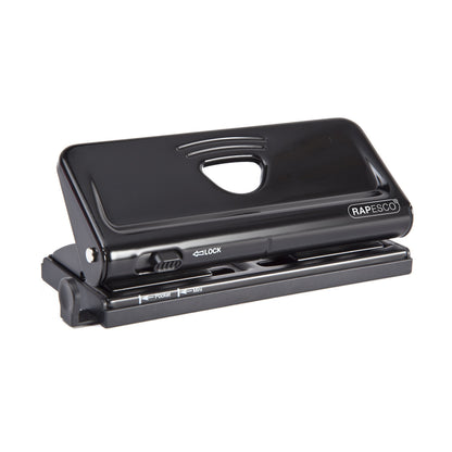 Rapesco 1342 Adjustable 6-Hole Organiser/Diary Punch, 10 Sheet Capacity, Black Black Single