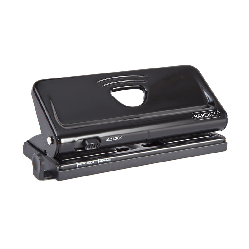 Rapesco 1342 Adjustable 6-Hole Organiser/Diary Punch, 10 Sheet Capacity, Black Black Single