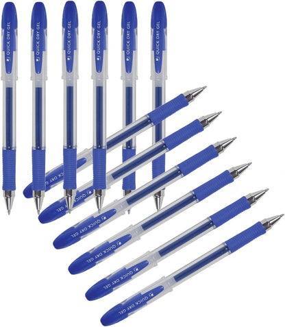 Q-Connect Quick Dry Gel Pen Medium Blue (Pack of 12