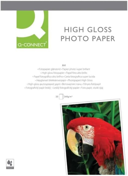 Q-Connect A4 White High Gloss Photo Paper 260gsm (Pack of 20