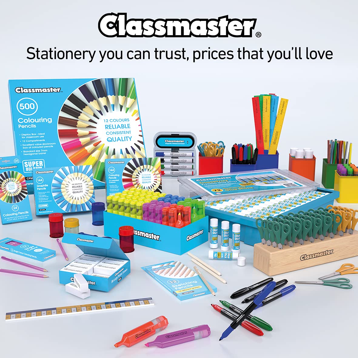 Classmaster HB Graphite Pencils with Eraser Tips 144-Pieces