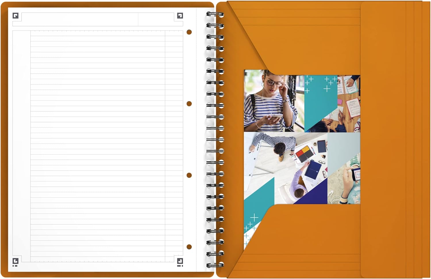 Oxford International A4+ Narrow Framed Ruled Poly Wirebound Meetingbook, Orange/Black/Red, 100104296