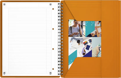 Oxford International A4+ Narrow Framed Ruled Poly Wirebound Meetingbook, Orange/Black/Red, 100104296