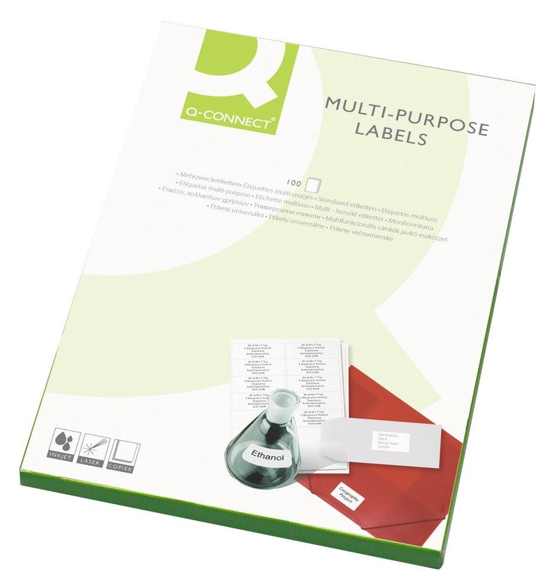 Q-Connect Multi-purpose Label 38.1x21.2mm 65 Per A4 Sheet - White (Pack of 100