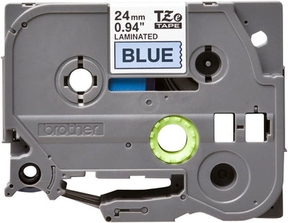 Brother TZe-551 Labelling Tape Cassette, Laminated, Brother Genuine Supplies - Black on Blue, 24 mm (W) x 8 m (L