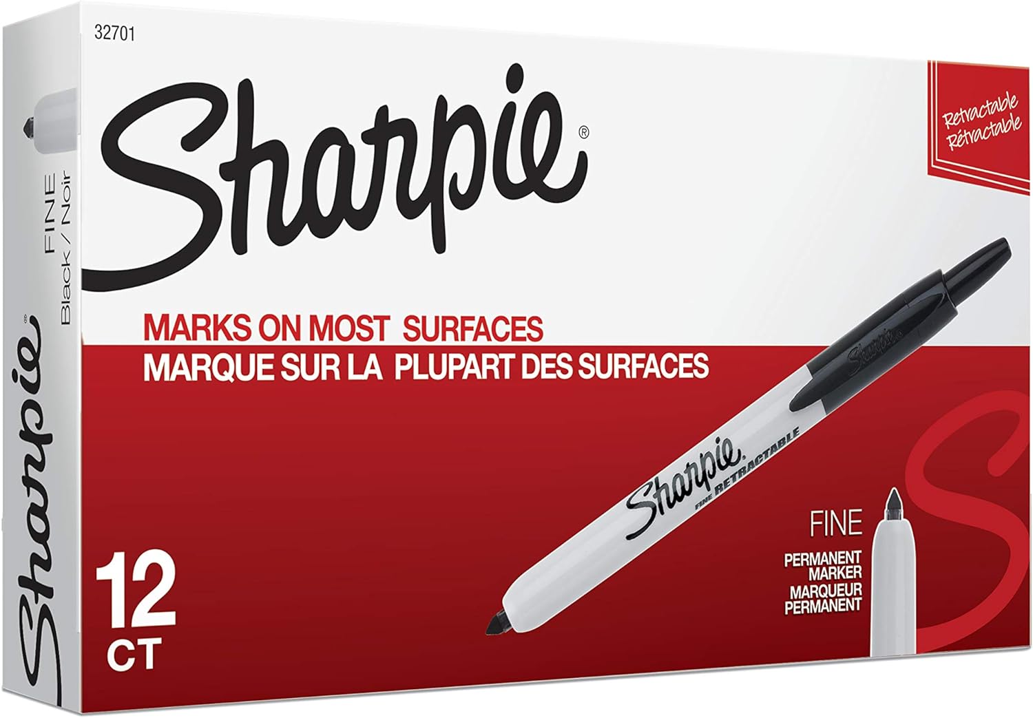 Sharpie Retractable Permanent Markers | Fine Point | Black | 12 Count